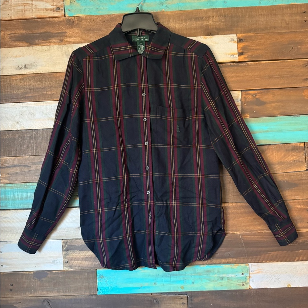 Lauren Ralph Lauren Preppy Tartan Style Plaid Button Down Shirt | Size 4